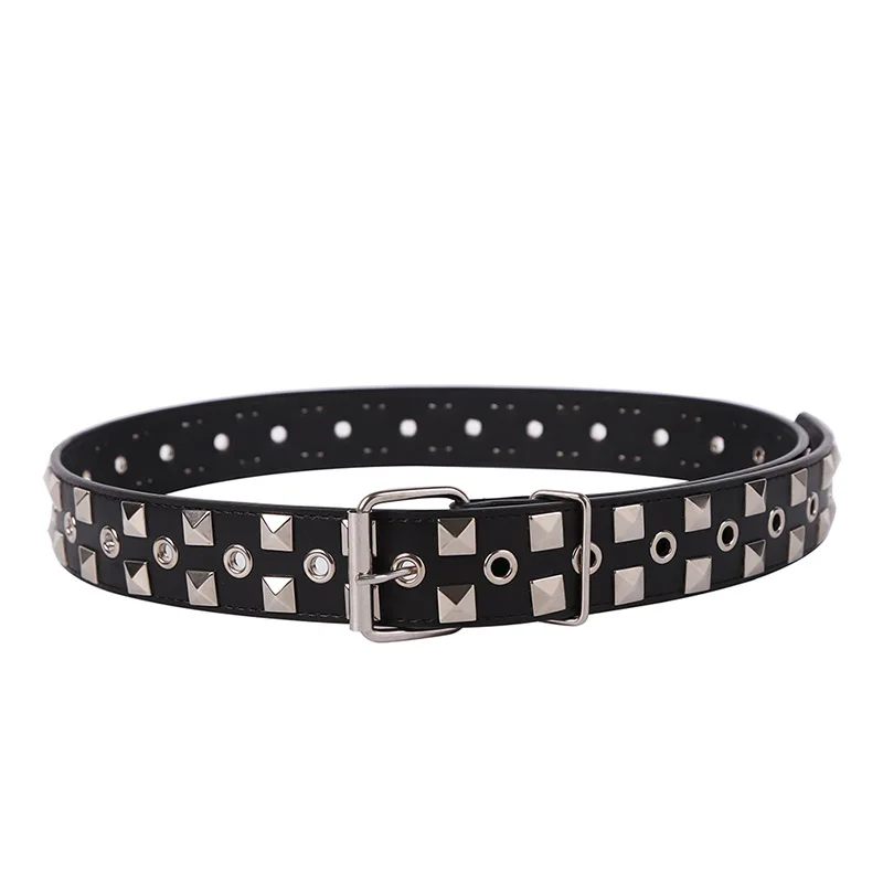 Womens White Flowers Designs Studded Leather Metal Buckle Belt New