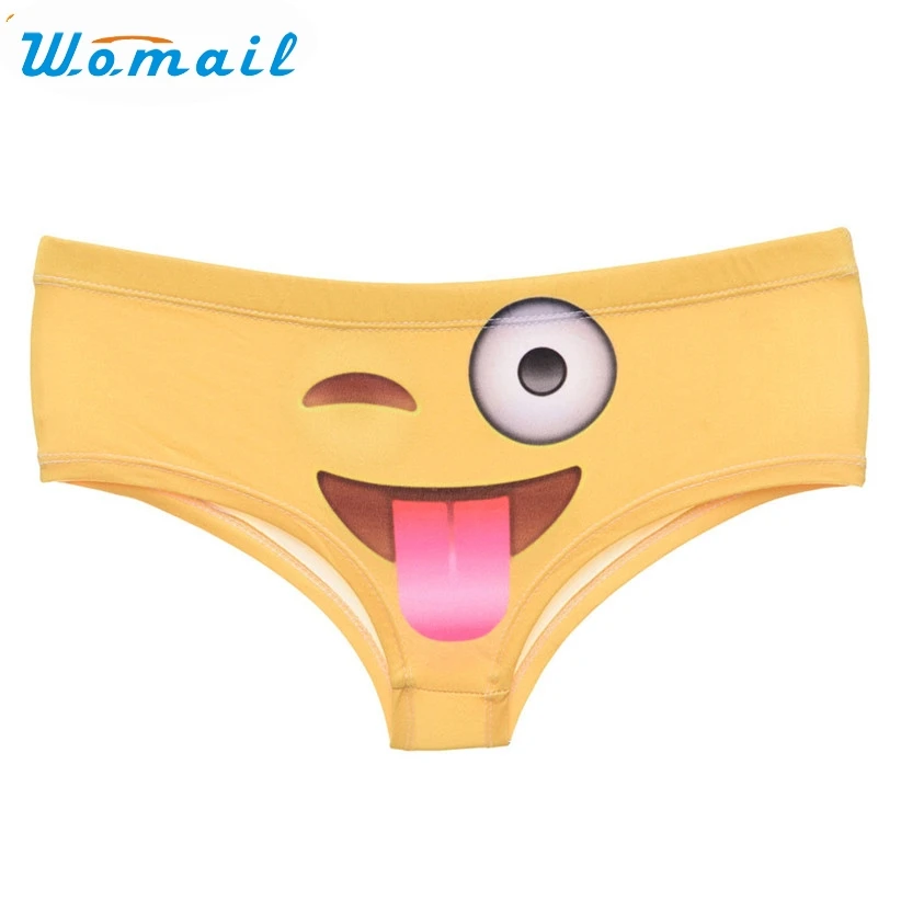 Womail Newly Design Women Sexy Underwear Emoji Printed Seamless Briefs