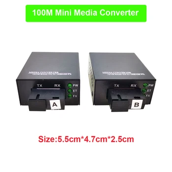 

mini 1 LAN port 10/100M Fast Ethernet Switch Converter 20KM Ethernet mini Fiber Optical Media Converter Single Mode fiber Port