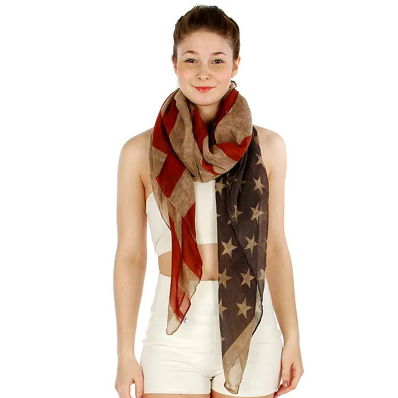 

Vintage American Flag Infinity Scarf 4th of July USA Flags Big Size Scarves Soft Hijab Pashmina Shawls Girls Accessories A0499