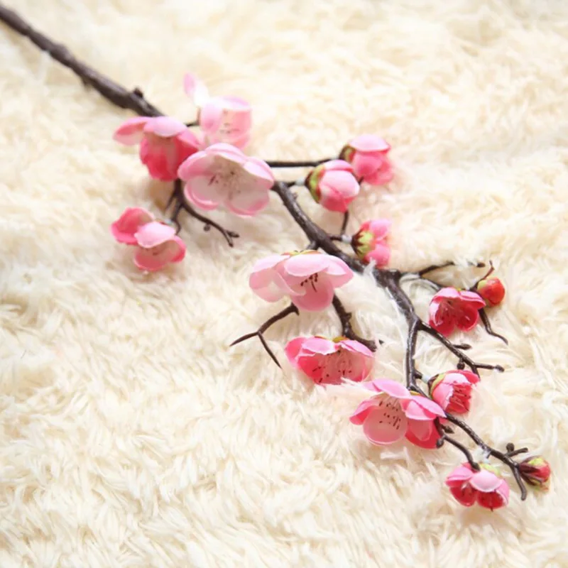 

60cm Plum Home Blossom Wire Adjusted Silk Cloth Fake Branch Flower Tree Hotel Decor Coffee