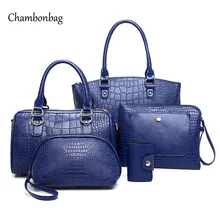 6 Unids/set Bolso de Las Mujeres Cocodrilo Compuesto Patrón de Piedra Bolsa de Mensajero de Las Mujeres Bolsas de Hombro Del Monedero Del Bolso Cartera de Cuero de LA PU N161