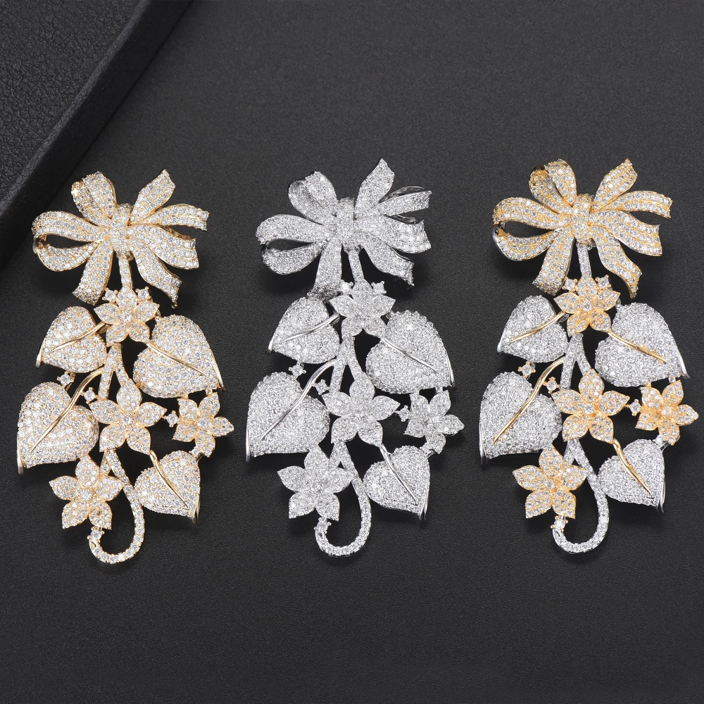 

Luxury Indian Dangle Earrings For Women Cubic Zirconia Inlaid Wedding Jewelry Earrings Cubic Zirconia Inlaid Bridal Jewelry