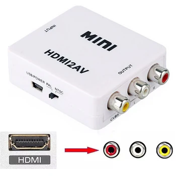

100pcsHDMI2AV 1080P HD Video Adapter mini HDMI to AV Converter CVBS+L/R HDMI to RCA For Xbox 360 PS3 PC360 With retail packaging