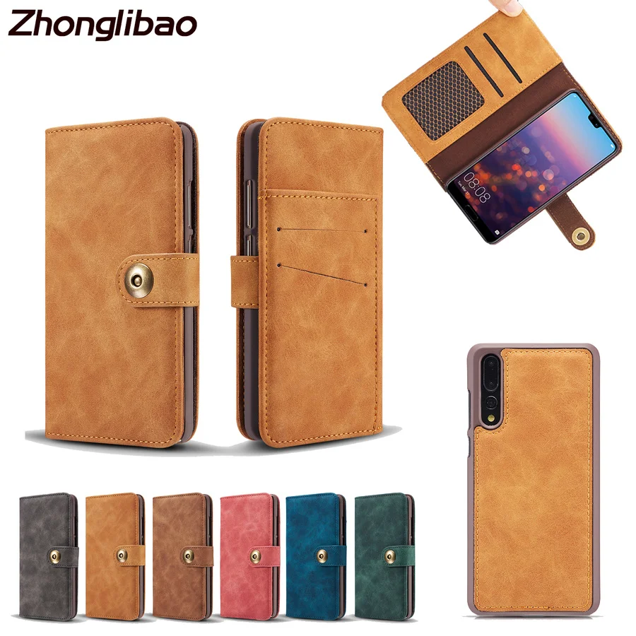 

Separable Leather Back Case for Huawei Mate 20 Pro Lite Mate 9 P20 P30 Pro Lite Retro Two-in-one Magnetic Card Flip Wallet Cover