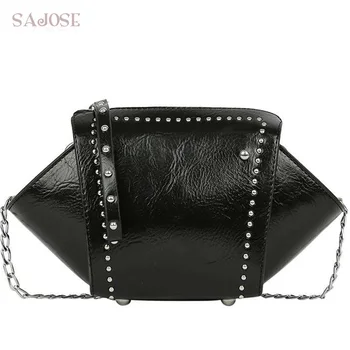 

Crossbody Bags for Girl Leather Bags Women Fashion Trapeze Chain Rivet Shoulder Bag Women's Messenger Bag Brand Designer Handbag