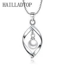HAILLADTOP Pendent Necklace New Trendy Female Luxury Dangle Pearl Necklace Jewelry for Women Wedding Gift Long Chain Necklace