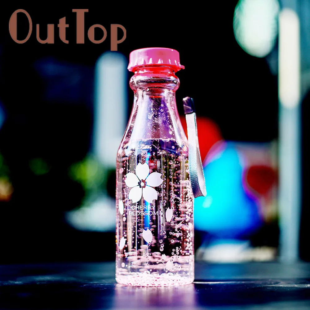 High quality 550ML Pink flower Travel Water Bottle Portable Refillable