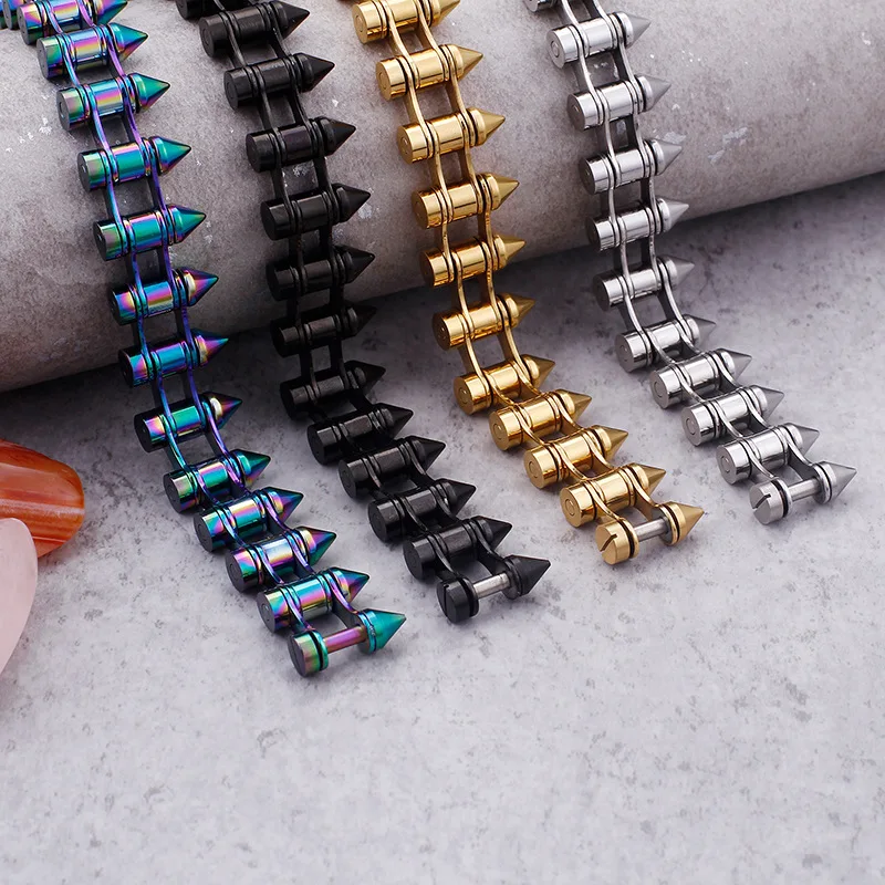 

Europe and the United States new retro punk jewelry titanium steel bracelet bullet men's chain bracelet