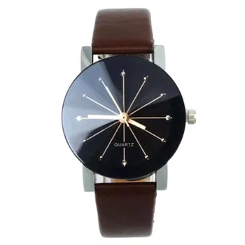 

YCYS-Fashion Round ray Leather belt Quartz watch Coffee (Women)