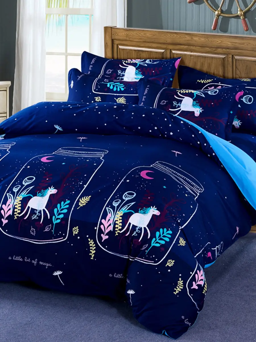 

4Pcs Bedlinens Set Brightcolor Cute Cartoon pattern Ductile Bedding Set