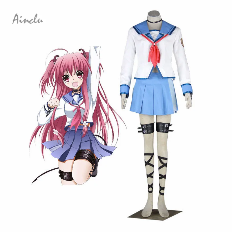 Ainclu Бесплатная доставка Angel Beats! Костюм Моряка ивасавы Асами для костюмированной вечеринки костюм футболка