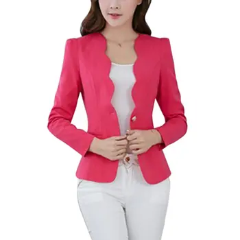 

ROPALIA New Women's One Button Slim Fashion Office Business Blazer Suit Casual Jacket Female Coat Outwear