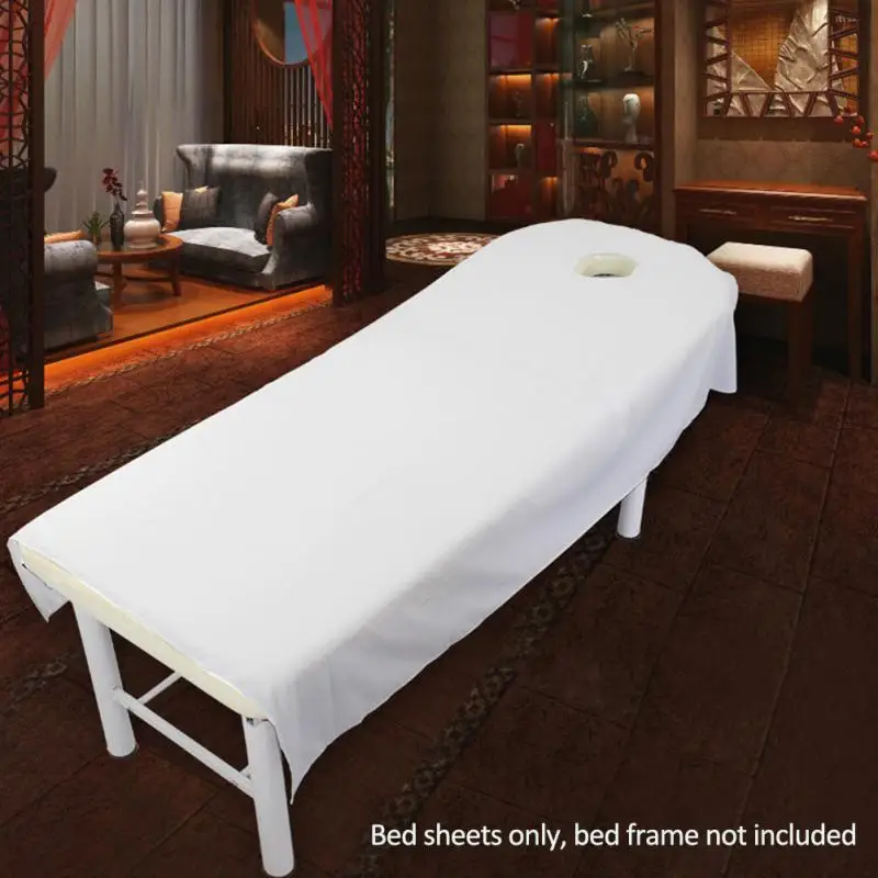 Косметический салон кровати простыни покрытие спа массаж лечение кровать листовое покрытие для стола с отверстием#06 - Цвет: White