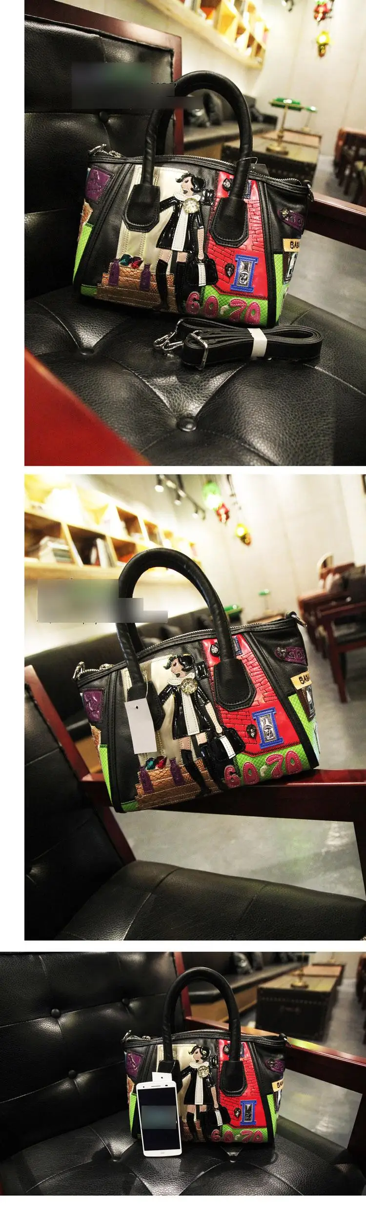 Кожаная Лоскутная Вышивка для шоппинга женская сумка-мессенджер женская сумка на плечо сумка-тоут Braccialini стиль