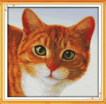 

Lovely cat cotton Animals wholesale cross stitch kit white 11ct printed embroidery DIY handmade needle work wall home decor
