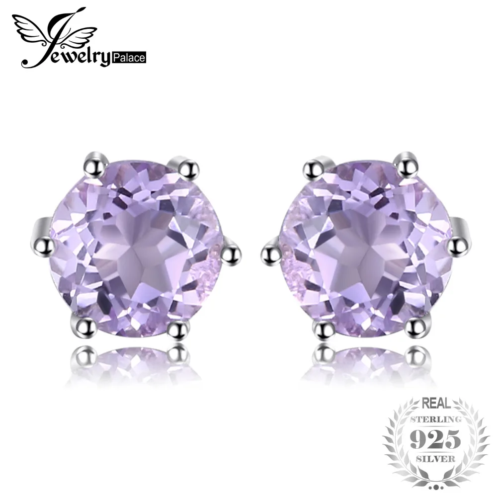 Round 1ct Gemstone Natural Amethyst Citrine Garnet Peridot Blue Topaz Stud Earrings 925 Sterling Silver Fine Jewelry Hot Selling