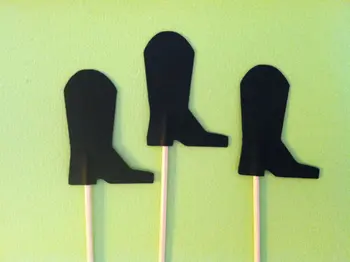 

Cowboy boot cupcake toppers rustic wedding birthday baby shower Party appetizer picks decorations