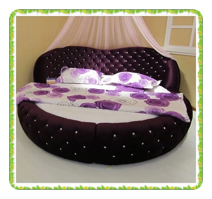 Purple velvet round bed king bed hot sellingin Beds from Furniture on