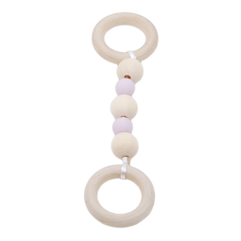 Baby teething bracelet safty original wood beads nursing beech chewable teether for mother and baby BPA free safe - Цвет: purple