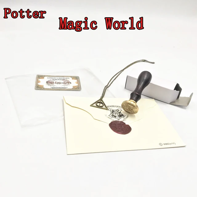 Best Price Harri Potter Fire Seal Stamp Admission Letter 3/4 Platform Deathly Hallows Necklace Figure Toy Magic Wolrd Cosplay Jouet Toys