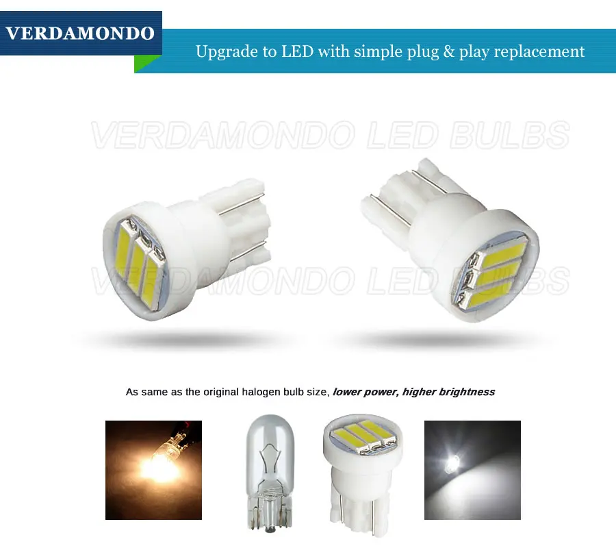10xT10 W5W 3 шт 7020 SMD светодиодный Авто резервные лампы белый светильник DC 12V лампа для