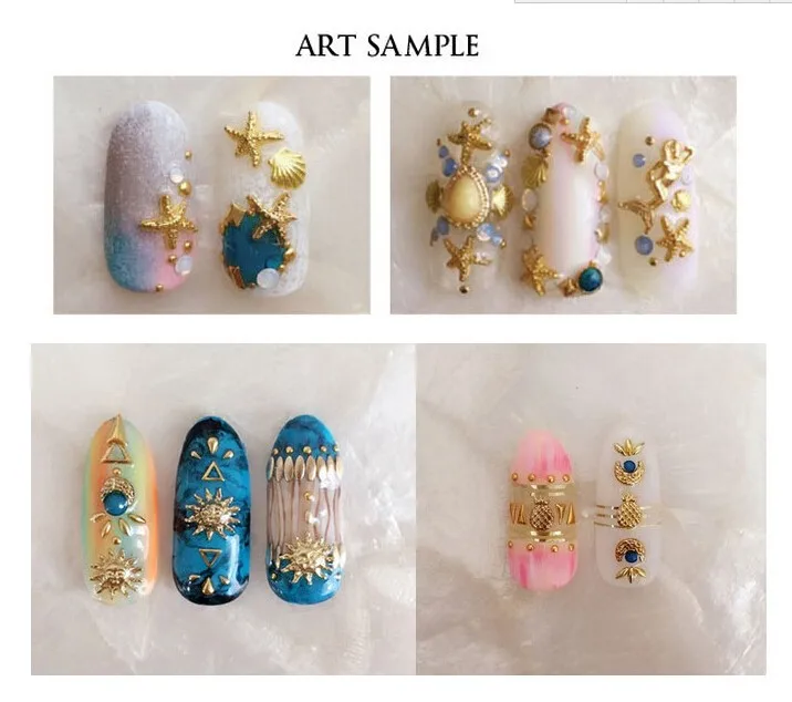 Arte do Unha Jóias de Metal Decoração da Arte para Unhas Lote Adorável Ouro Prata Rebite Concha Parafuso Prisioneiro Liga 3d 10000 Pçs - 14 High Quality Beleza e saúde