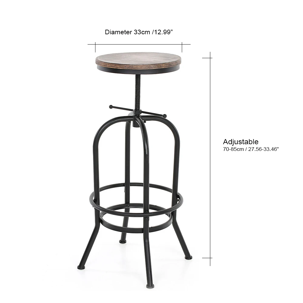 iKayaa Bar Stool Industrial Style Height Adjustable Swivel Bar Stool Natural Pinewood Top Kitchen Dining Breakfast Chair iKayaa Bar Stool Industrial Style Height Adjustable Swivel Bar Stool Natural Pinewood Top Kitchen Dining Breakfast Chair