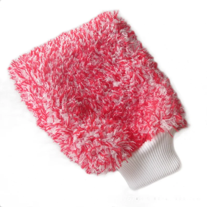 Мягкая перчатка для чистки автомобиля, Ультрамягкая рукавица для мытья автомобиля, легко сушить, рукавица из микрофибры для мытья автомобиля RJ - Цвет: R