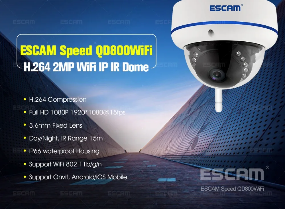 Escam скорость QD800 WiFi IP камера Full HD 1080P 2MP Onvif IP66 купольная инфракрасная Водонепроницаемая камера с датчиком движения день/ночь