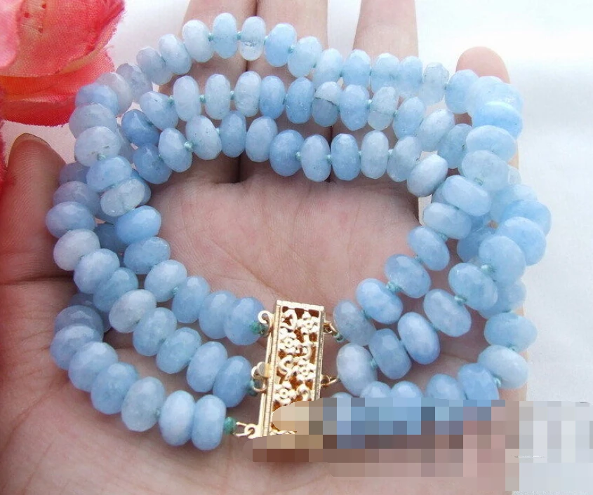 

0610 3Strds Aquamarine Bracelet