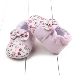 Мягкая обувь для маленьких девочек; сезон весна-осень; милые детские кеды с цветочным рисунком; Первые ходунки