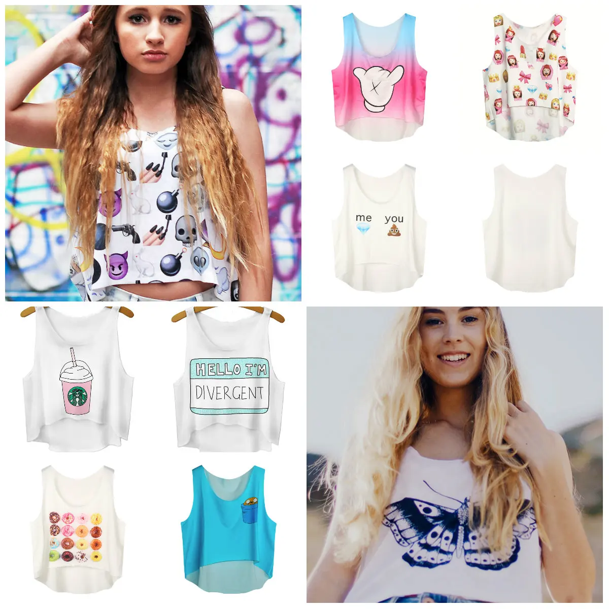 Women Soft Sleeveless Cotton Cartoon Print Casual Tank Tops font b Blouse b font Stretchy Crop