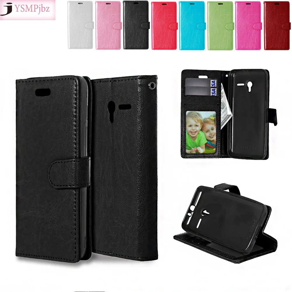 

For Alcatel One Touch Pixi 3 (4.5") OT 4027 4027X 4027D 4028A 4028E Dual Pixi3 OT-4027 Flip Phone Case Solid color Leather Cover