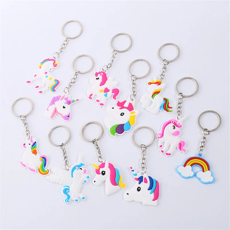 

Trendy Cute Fairytale PVC Unicorn Keychain Multi-style Horse Key Holder Alloy Key Ring For Woman Girls Gift Jewelry
