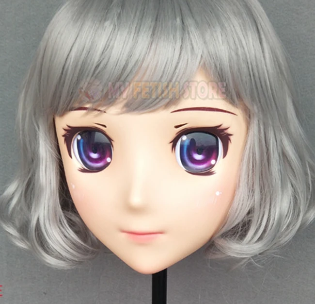 Jiang-08) Женская милая девушка Смола половина головы кигуруми маска с BJD глаза косплей аниме маска Лолиты кроссдресс кукла