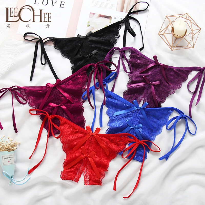 

Leechee Women Sexy Underwear Lady Crotchless Transparent Temptation Lace Thongs G String Low Waist T-Pant Sexy Plus Size Panties