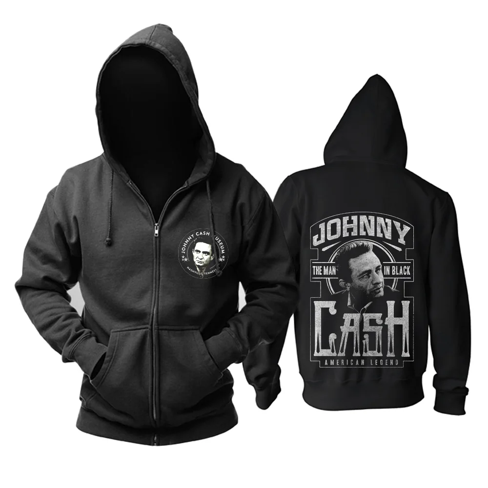 Greenday Mens Hoodie Johnny Cash Cash Black
