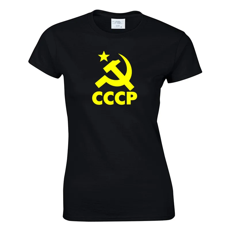 CCCP женские футболки летняя футболка женская однотонная повседневная черная белая с коротким рукавом с круглым вырезом женские Топы Женская футболка - Цвет: Black