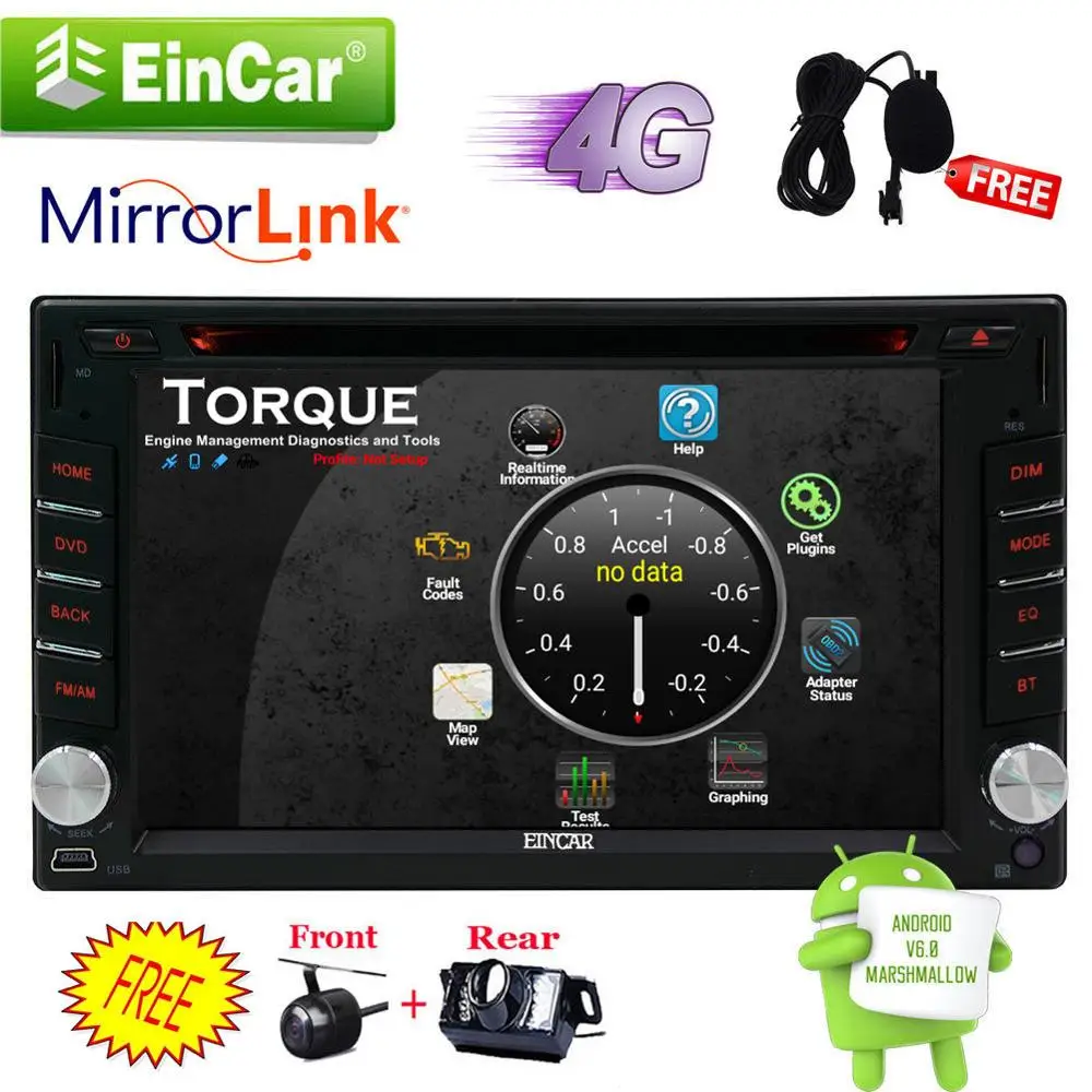 2 камеры + Android 6 0 HD WiFi 2din Автомагнитола стерео радио dvd плеер gps Navi автомобильный