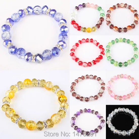 

Multi-Colored Crystal Glass Faceted Crack Explosion beads Stretchy Bracelet Bangle 1PCS