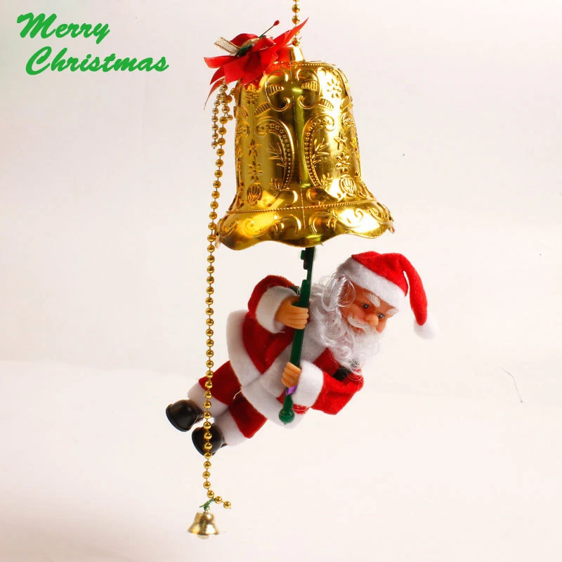 Santa Claus Jingle Bells Xmas decoration oldman climbing on the bells