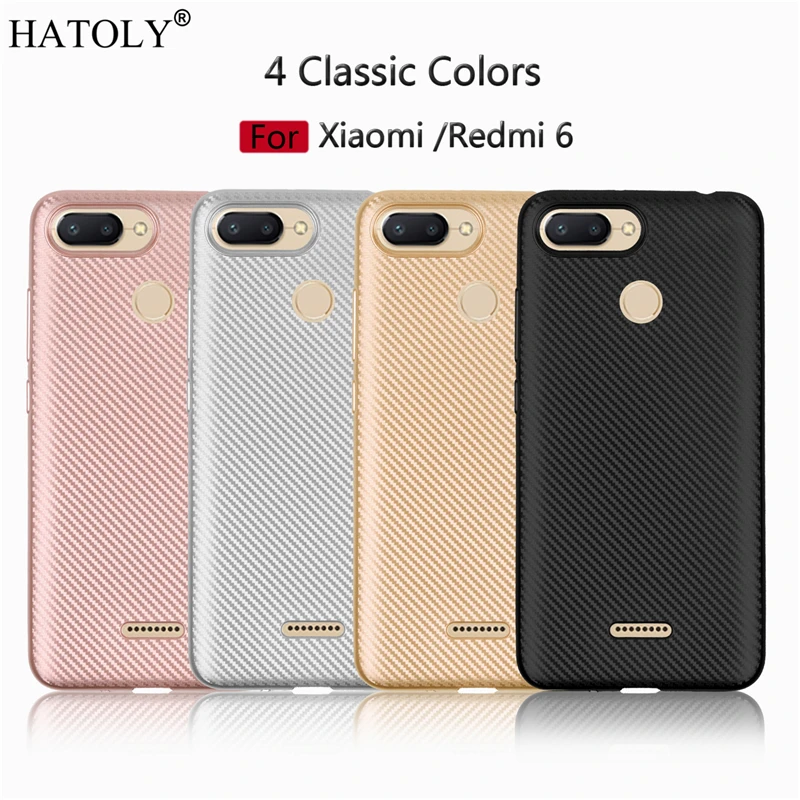 cheap HATOLY For Fundas Xiaomi Redmi 6 Case Redmi 6 Ultra thin Soft TPU Carbon Fiber Back Cover Cases for Xiaomi Redmi 6 Coque Bumper