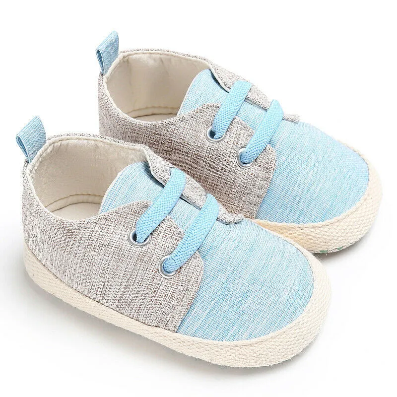 Детские первые ходунки для новорожденных мальчиков и девочек, туфли для младенцев Детские кроссовки для малышей, PreWalker, лоскутные холщовые кеды 0-18 месяцев