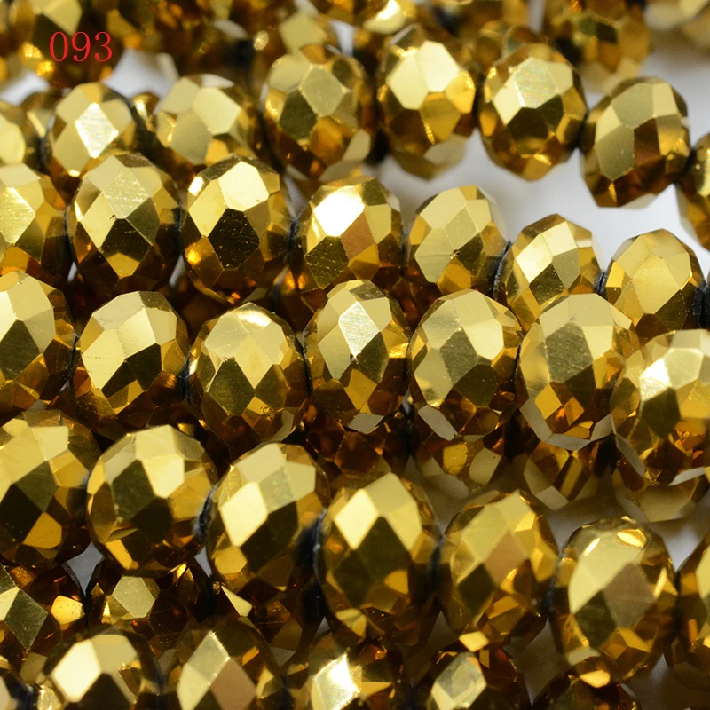 FLTMRH коробка Горячая-золотой цвет кристалл стекло граненые круглые бусины 6 мм, Приблизительно 50 шт