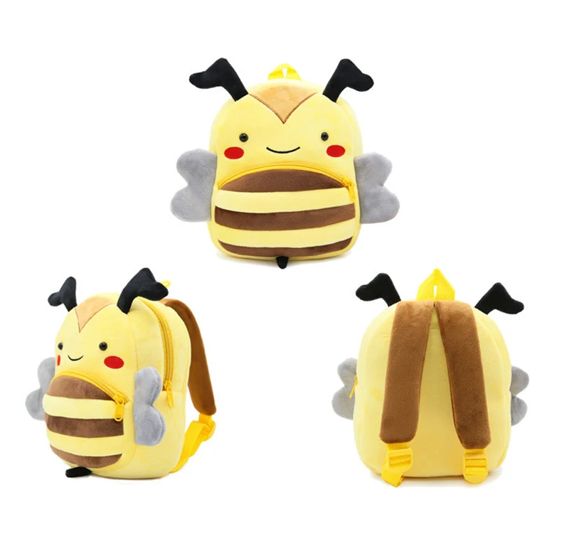 Cartoon Animal Plush Kids Backpacks Cute Bee Baby Alleviate Burden Girls Boys Mochila Kindergarten Toys Children Gifts T0728 (7)