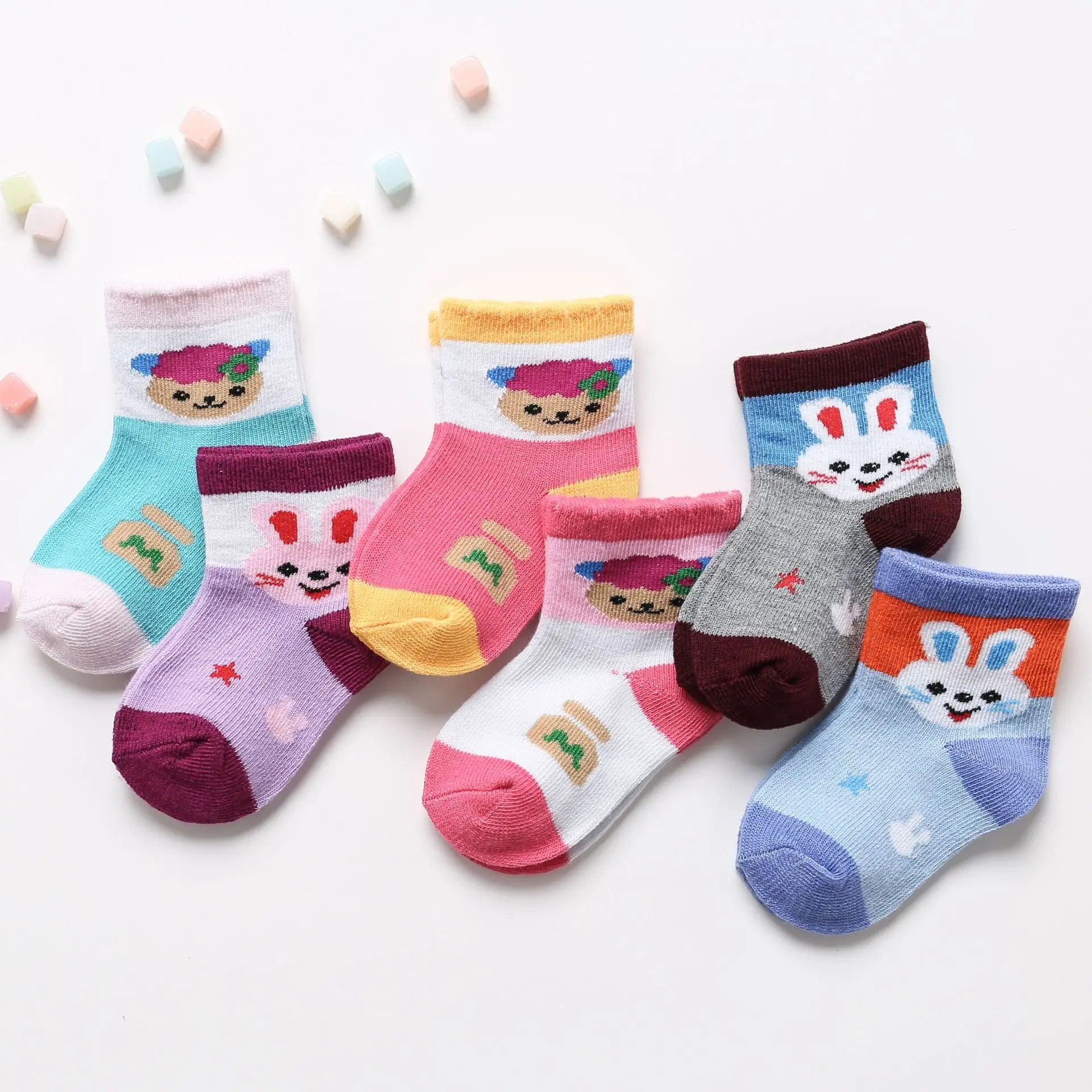 6 пара/лот, хлопковые носки для малышей, для мальчиков и девочек, с мультяшным автомобилем, в полоску, Medias Para Bebe, мягкие, тянущиеся, для малышей, набор носков для От 0 до 1 года - Цвет: 2