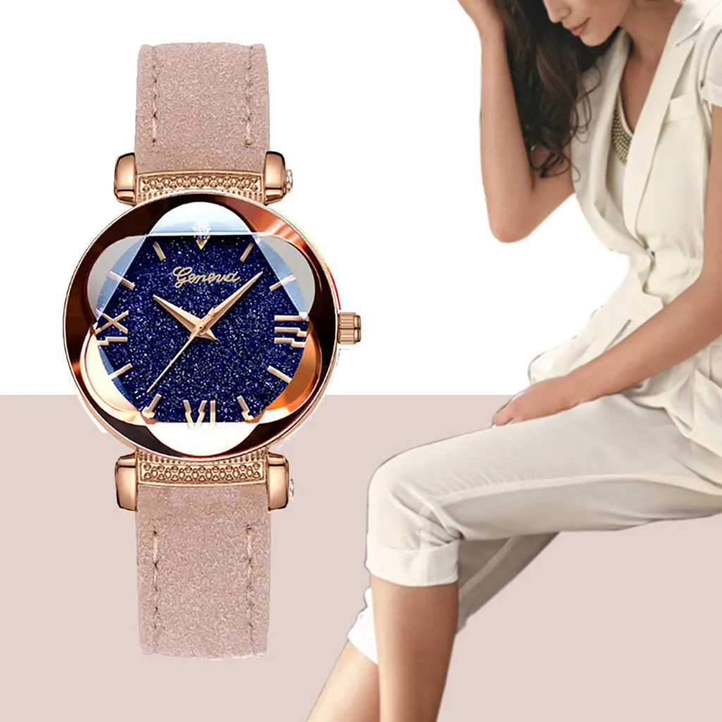 

Luxury Watch Womern Famous Brand Roman Star Dial Six Convex Sleek Minimalist Luxury Leather Strap Watch dames horloge #03