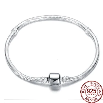 

Aceworks Authentic 925 Sterling Silver Cuff Bangle Bracelet Charm Snake Chain Fine Jewelry Women Wedding DIY Handwork PC101