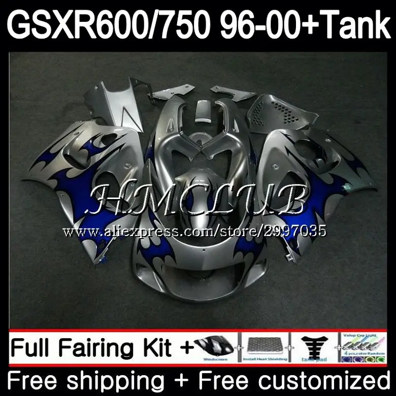 Майка голубого пламени для Suzuki srad GSXR600 1996 1997 1998 1999 2000 24HC. 18 GSX-R600 GSXR 750 600 GSXR750 96 97 98 99 00 обтекателя - Цвет: No. 1